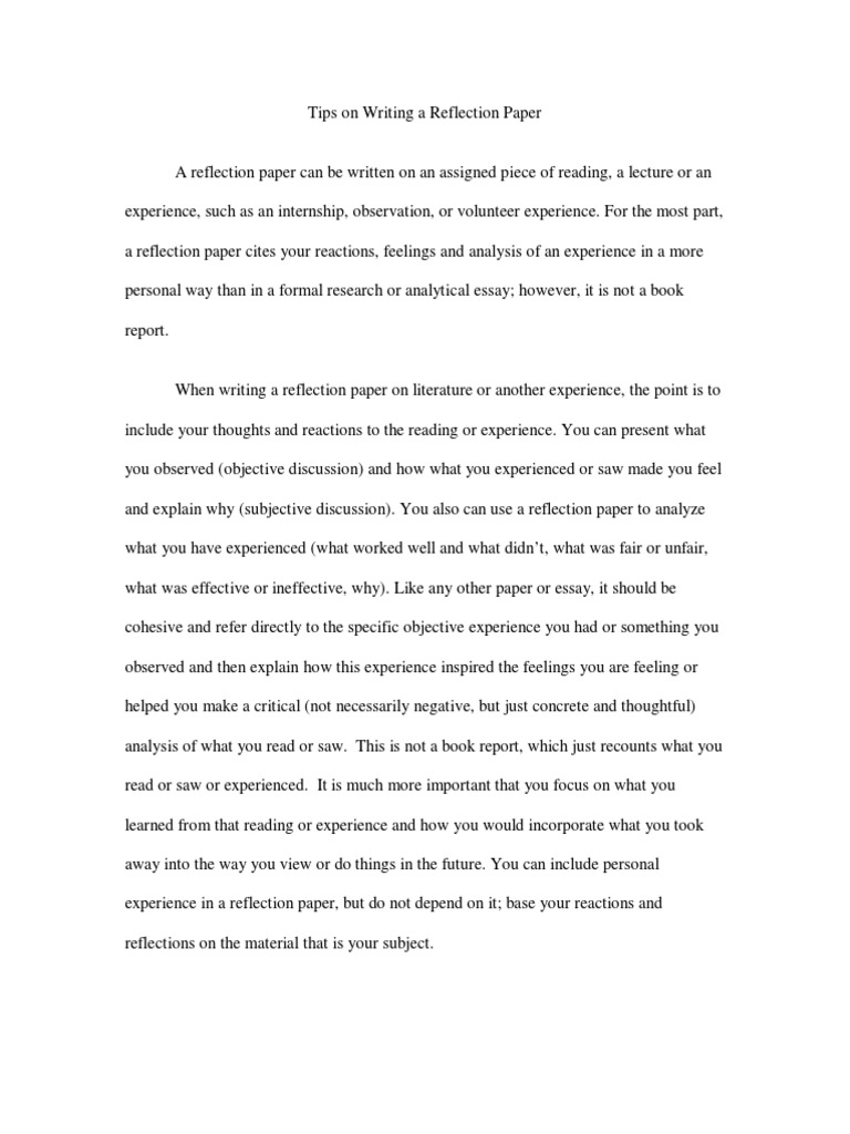 Tips On Writing A Reflection Paper Paper Reaction, PDF, Classroom