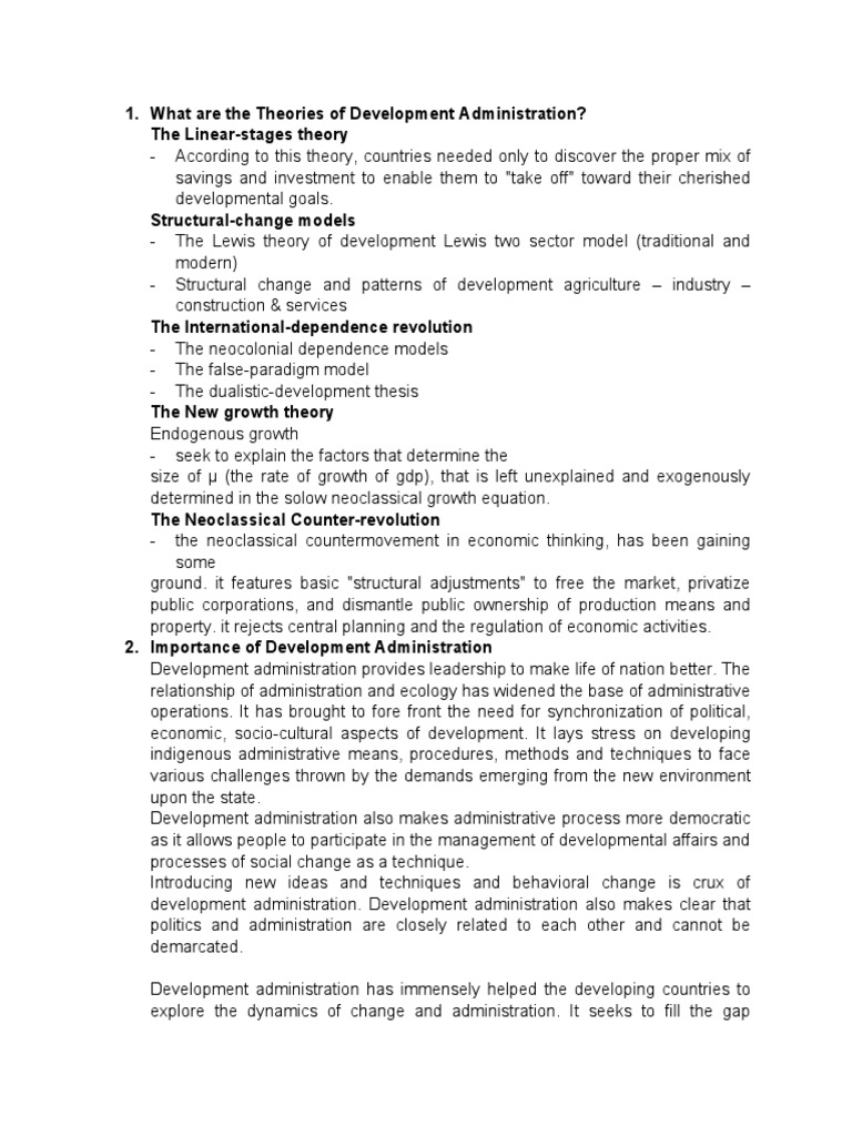 Theories of Development Administration | PDF | Neoclassical Economics ...