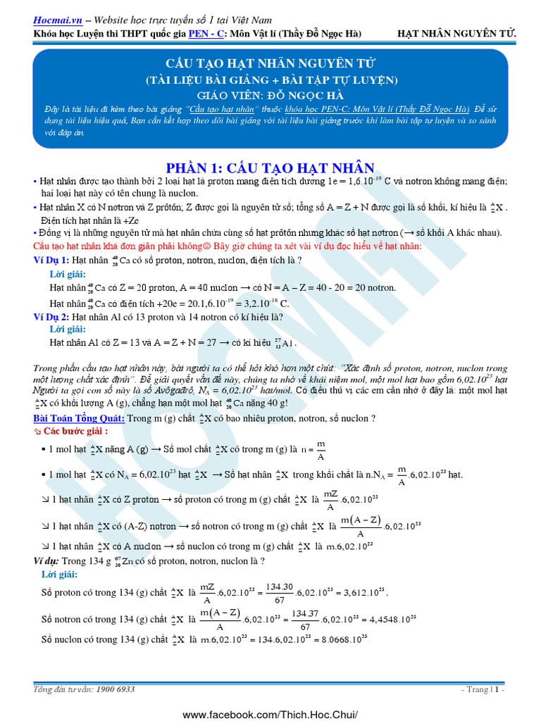 Bai 1. Nam Vung Cau Tao Va Cac Dac Trung Ve Su Lien Ket Cua Hat Nhan | PDF