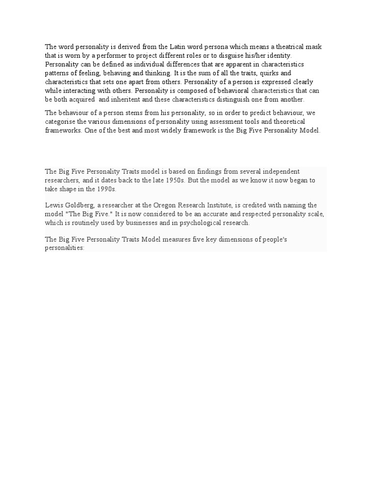 BIG5 Analysis | PDF