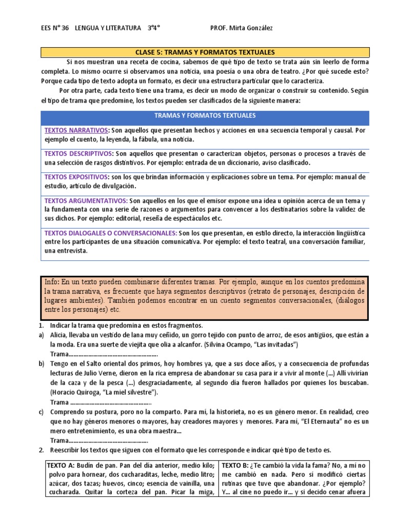 Tipos de Tramas y Formatos Textuales | PDF | Science | Ciencia y Tecnología