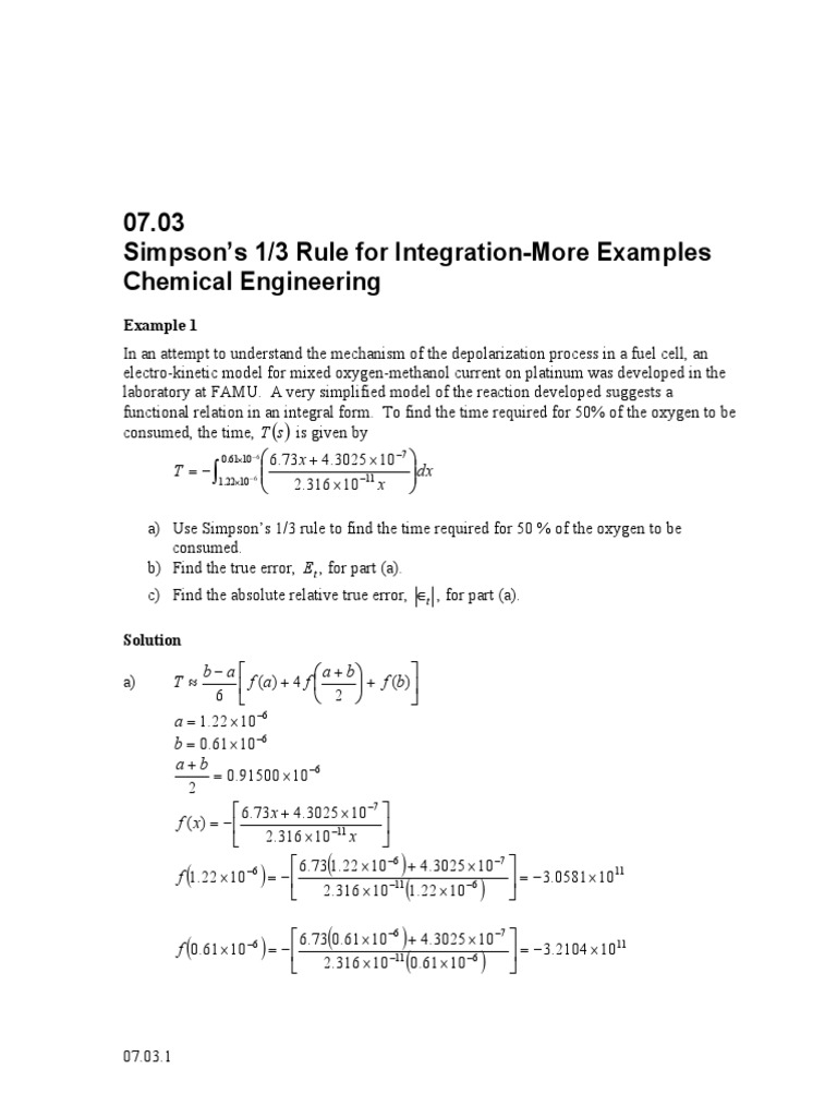 Integration Techniques in Chemical Engineering | PDF | Physical ...