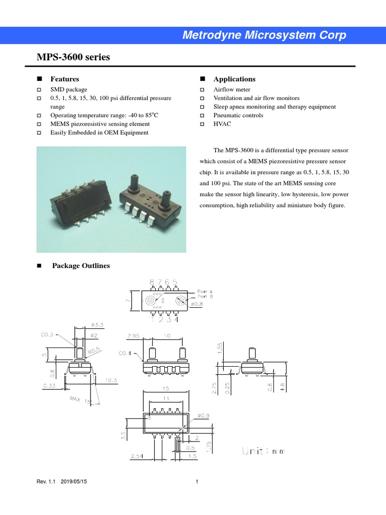 MPS-3600 Differential Pressure Sensor | PDF | Temperature ...
