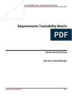 Requirements Traceability Matrix: Friends and Family Party