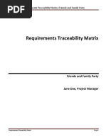 Requirements Traceability Matrix: Friends and Family Party