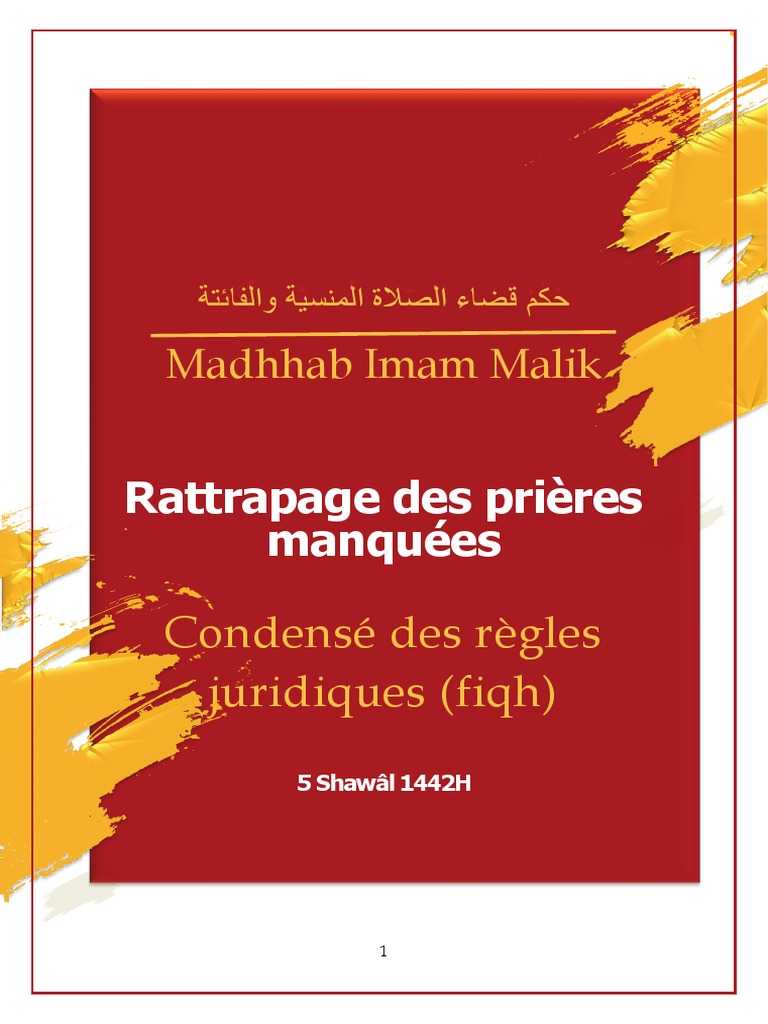 Dans Quel Ordre Rattraper Ses Prieres Rattrapage Prières Manquées Madhhab Maliki | PDF | Mosquée | Prière