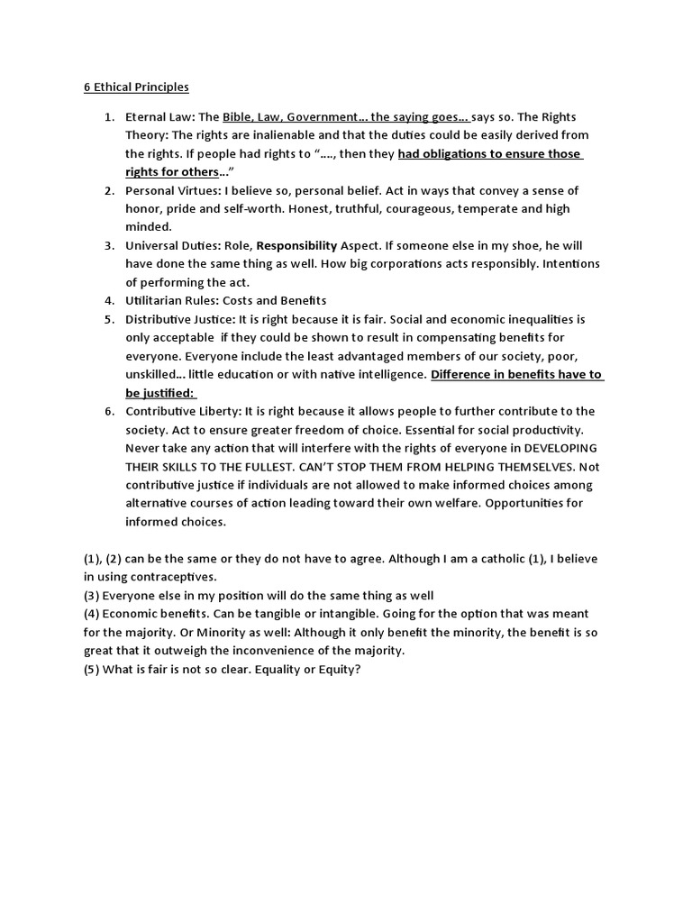 6 Key Ethical Principles Explained | PDF