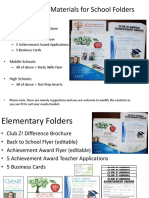 Fall/Club Z! Materials For School Folders: - Elementary Schools