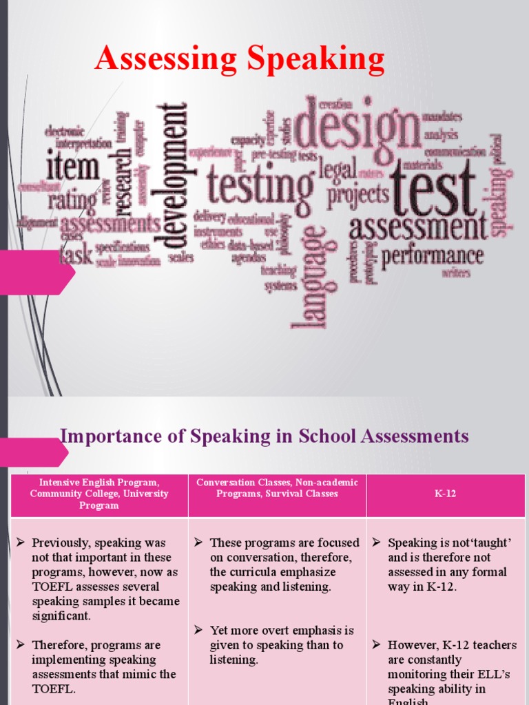 Effective Speaking Assessment Strategies | PDF | Educational Assessment ...