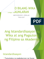 ang istandardisasyon ng wika at ang pagsulong ng filipino sa akademya