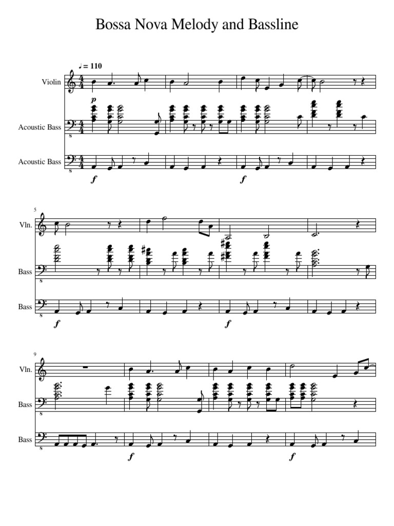 Bossa Nova Melody & Bass Sheet | PDF | Harmony | European Musical ...