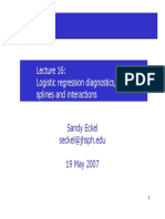 Logistic Regression Diagnostics, Splines and Interactions: Sandy Eckel Seckel@jhsph - Edu 19 May 2007