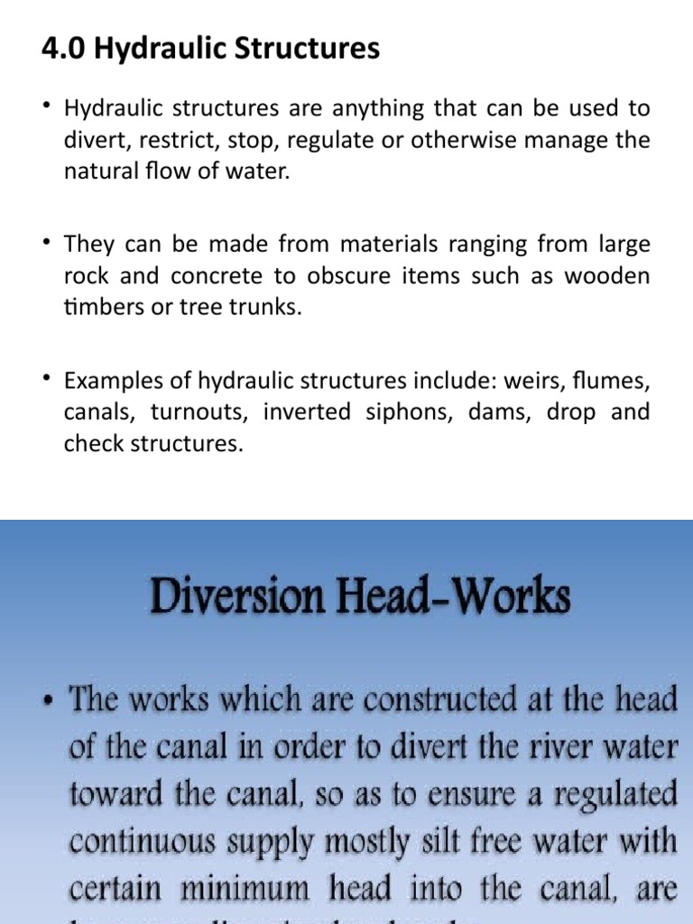 Hydraulic Structures Presentation PDF Hydraulic Engineering Physical Geography