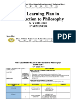 Unit Learning Plan in Introduction To Philosophy: S. Y 2021-2022 1 Semester