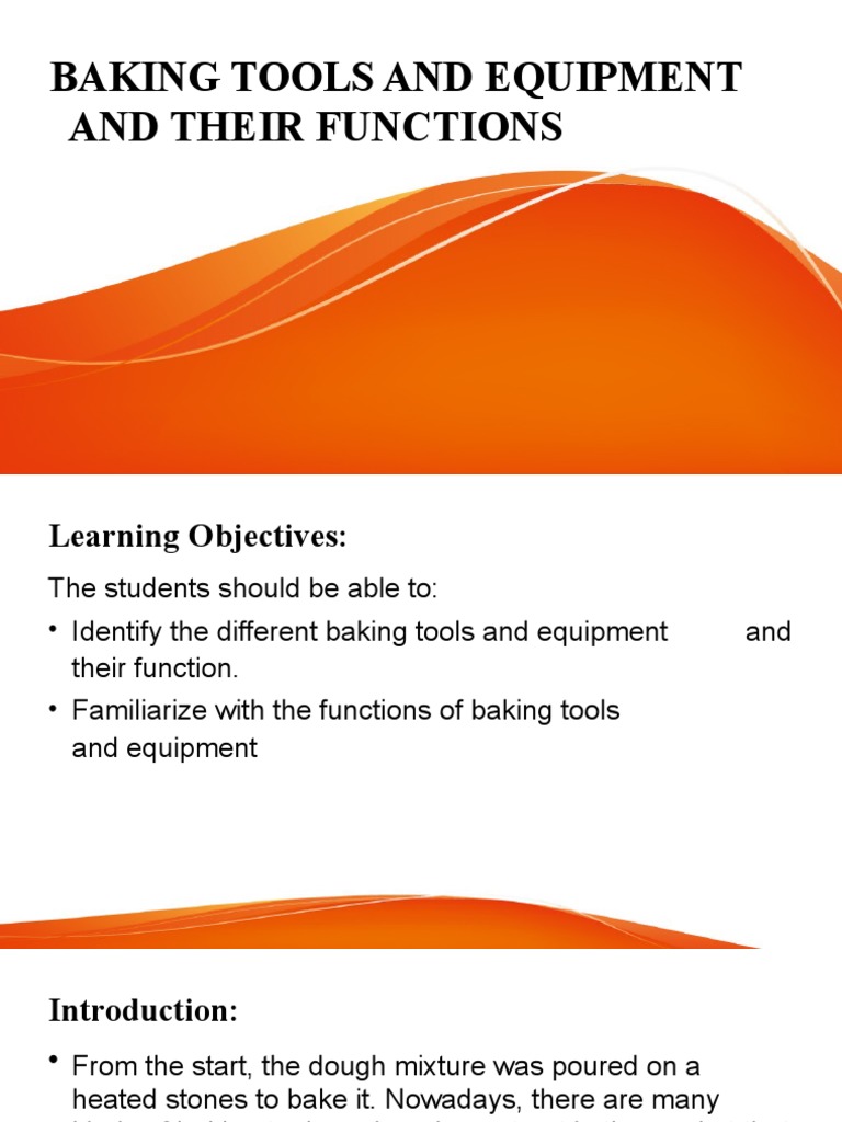 Baking Tools and Equipment and Their Functions PDF Cakes Baking