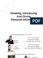 Greeting and Personal Information (L)