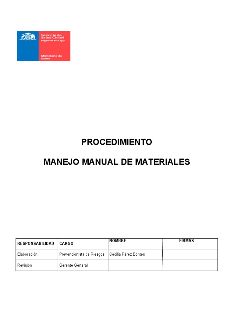 Procedimiento Manejo Manual de Materiales | PDF | Calidad (comercial ...