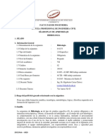 Facultad de Ingenieria: Escuela Profesional de Ingenieria Civil Sílabo/Plan de Aprendizaje Hidrologia