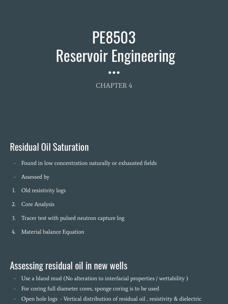 Reservoir Engineering: Residual Oil & EOR | PDF | Enhanced Oil Recovery ...
