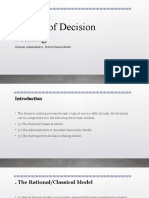 Models of Decision Making: Classical, Bounded Rationality & Retrospective Models