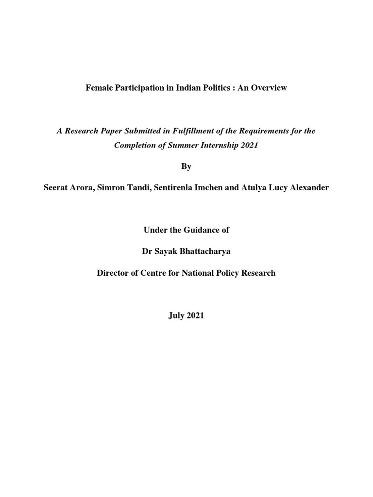 Female Political Participation Trends 2021 | PDF | Woman | Parliament