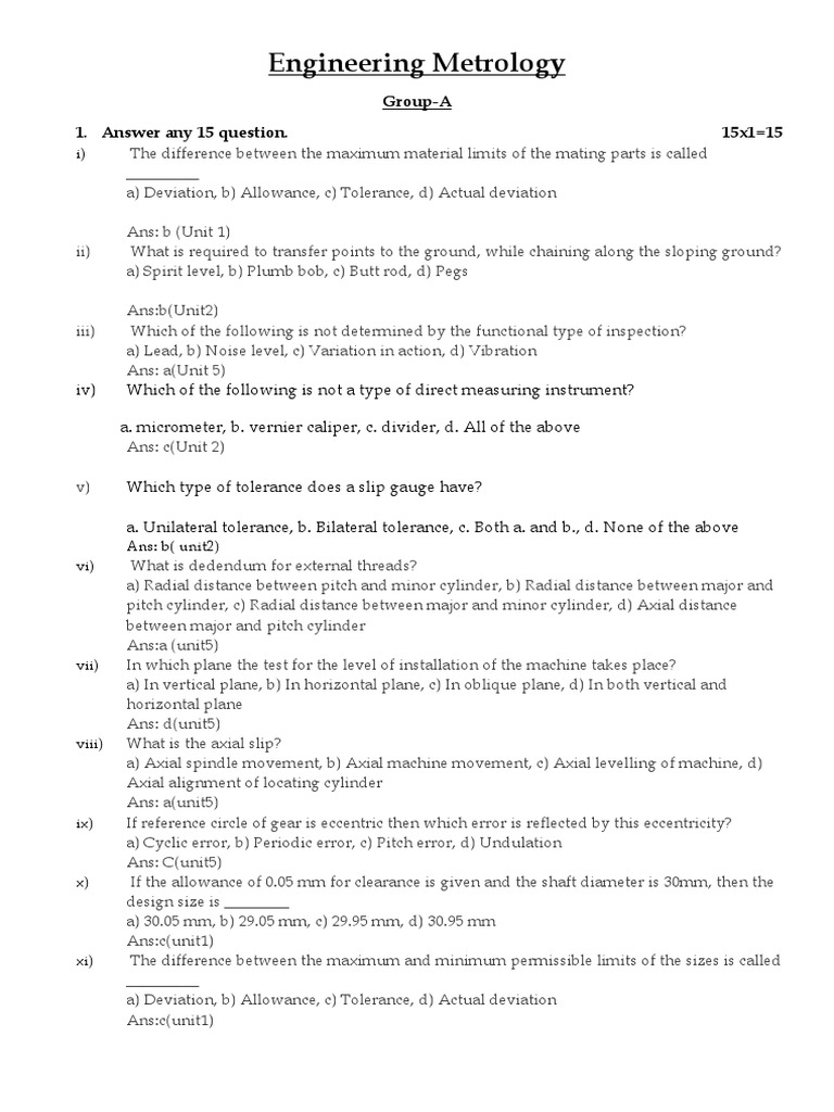 Engineering Metrology | PDF | Engineering Tolerance | Tools