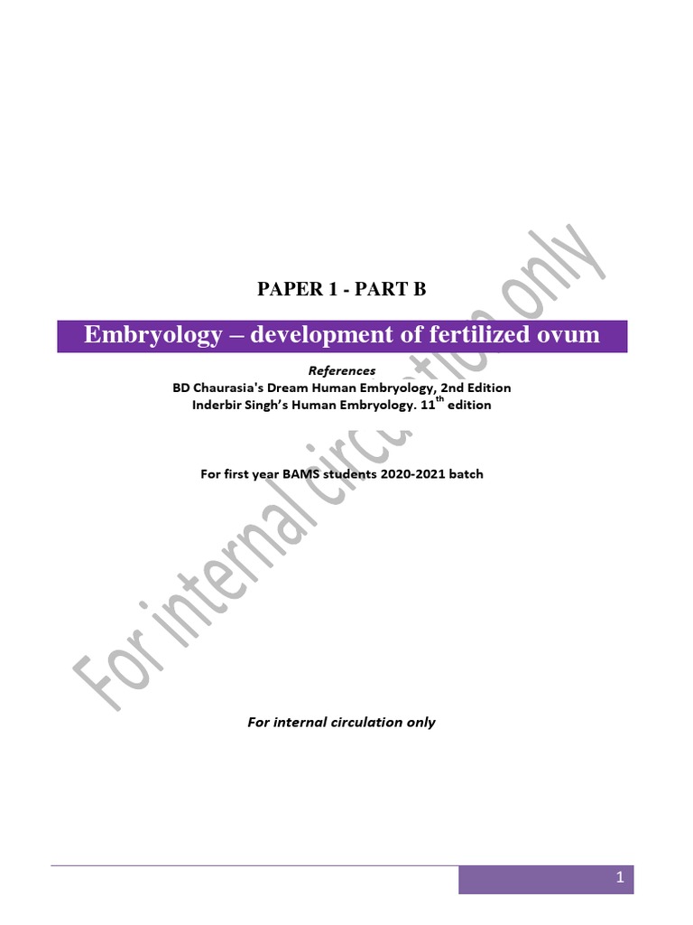 Embryology Development of Fertilised Ovum | PDF | Developmental Biology ...