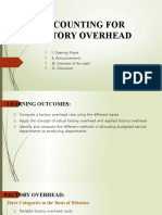 Accounting For Factory Overhead: I. Opening Prayer III. Overview of The Topic IV. Discussion II. Announcements