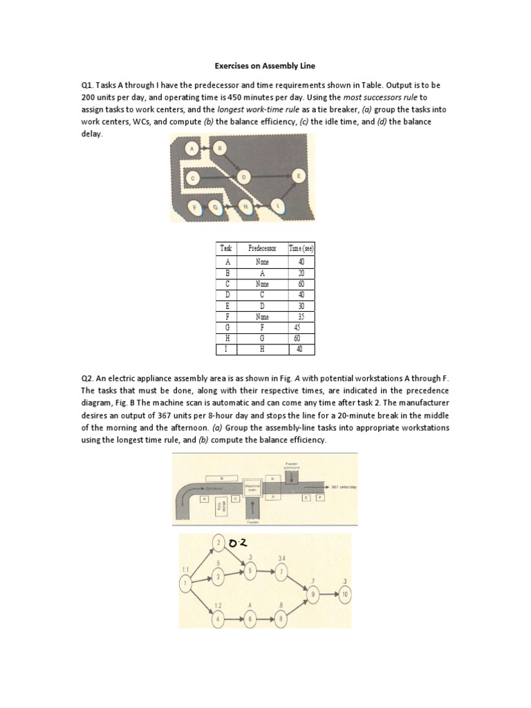 Assembly Line Task Optimization Exercises | PDF | Systems Engineering ...