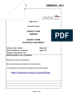 EMM2602 Major Test 1 Semester Course Electrical Machines II