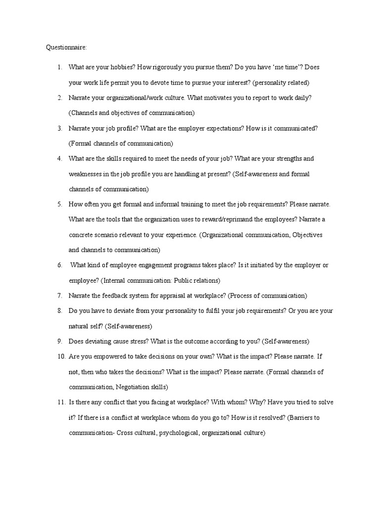 Case Study Questionnaire | PDF | Career & Growth | Self-Improvement
