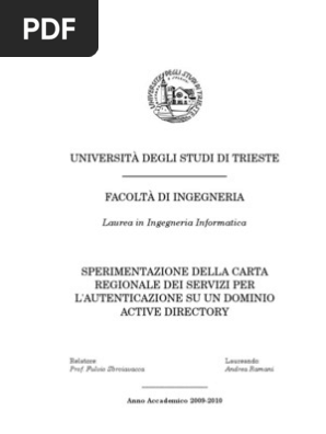 Sperimentazione Della Carta Regionale Dei Servizi Per L
