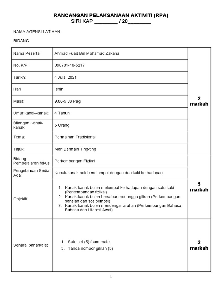 Rpa Fizikal Taska Pdf