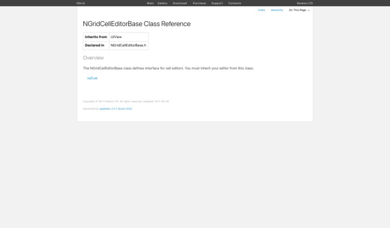 Ngridcelleditorbase Class Reference: Inherits From Uiview Declared in ...