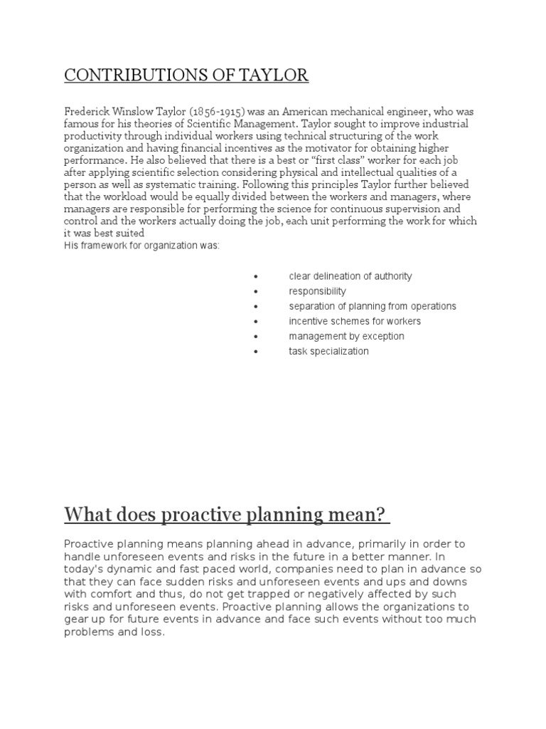 Taylor's Scientific Management Principles | PDF | Production Function ...
