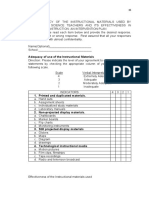 Adequacy of Use of The Instructional Materials