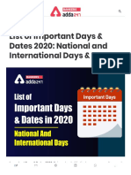 List of Important Days & Dates 2020_ National and International Days, Dates