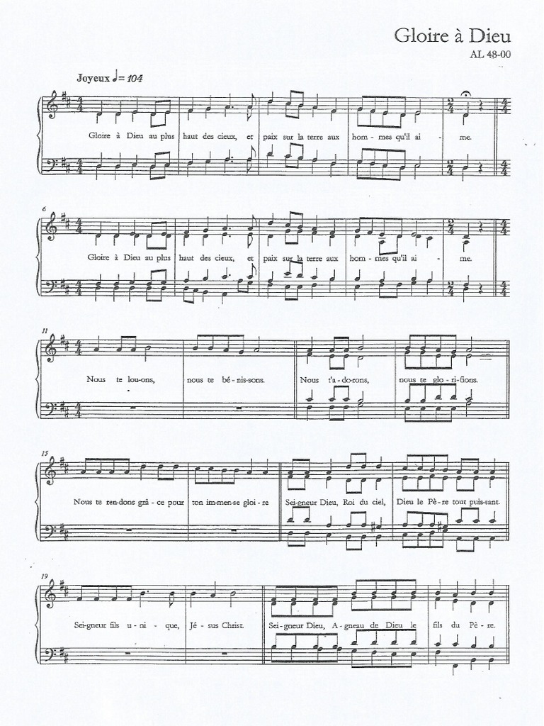 Gloire A Dieu Al 48 00 Pdf