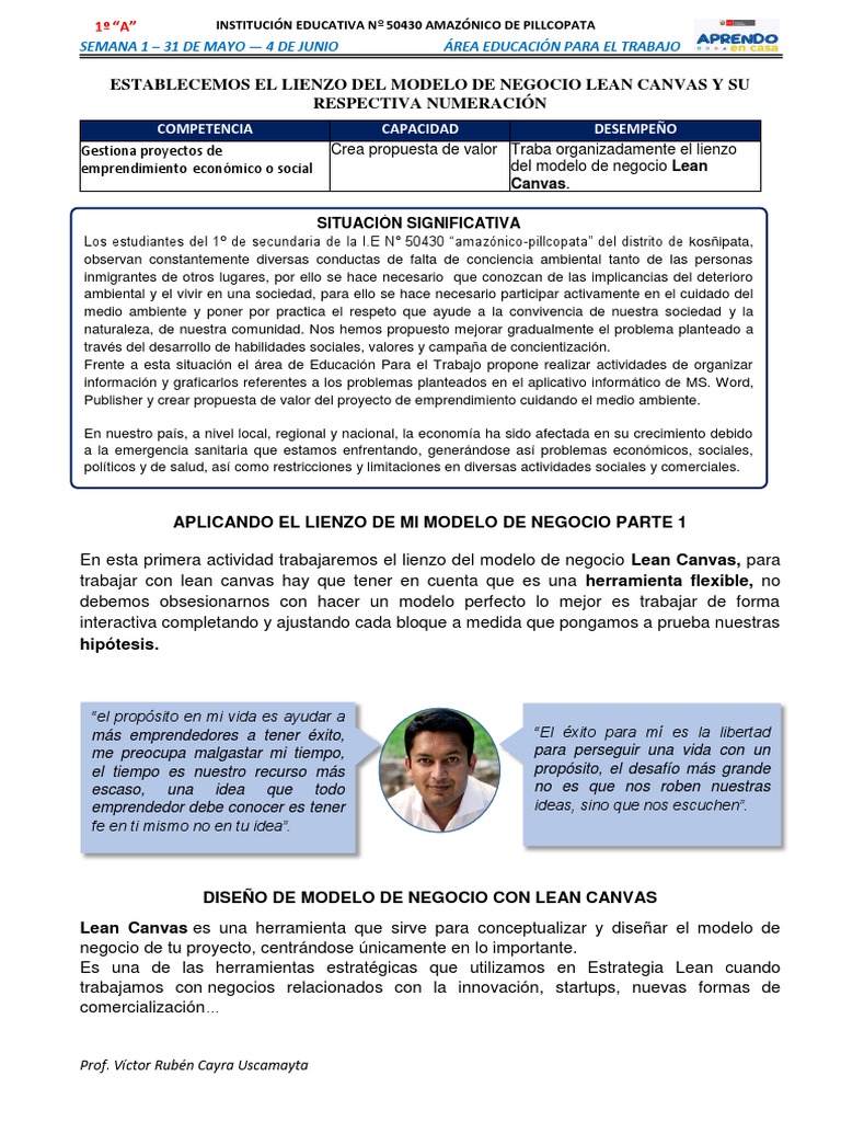 Lean Canvas para Proyectos Educativos | PDF | Modelo de negocio ...