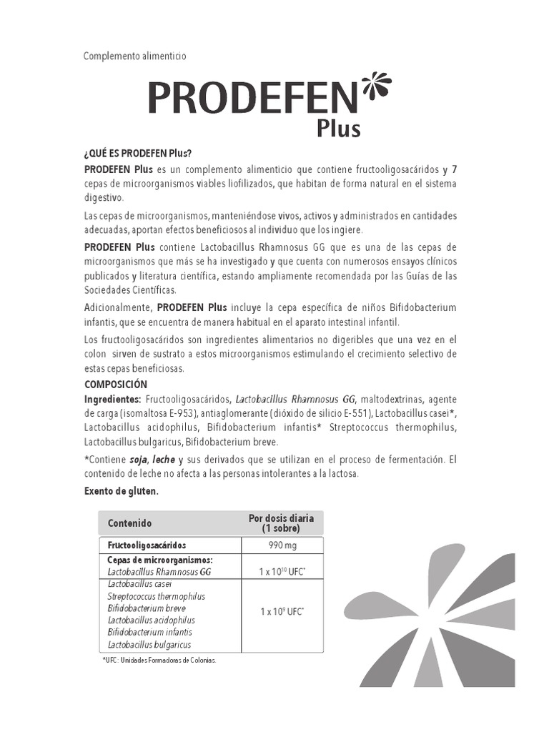 Complemento Alimenticio: ¿Qué Es Prodefen Plus?, PDF, Probiótico