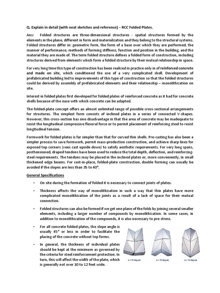 RCC Folded Plates Short | PDF | Reinforced Concrete | Concrete