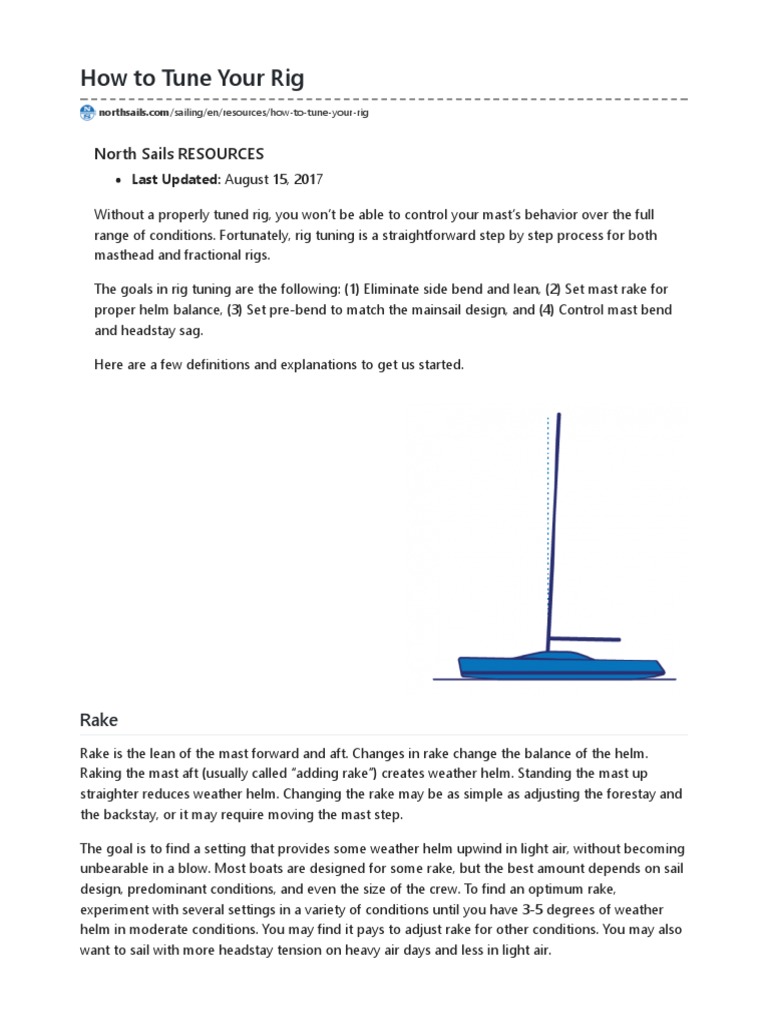 Rig Tuning Guide for Sailboats | PDF