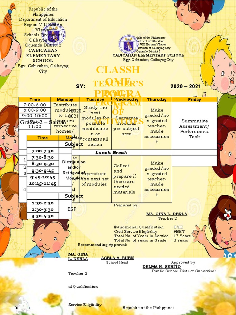 Grade 2 Daily Program - Cabicahan School | PDF | Educational Assessment ...