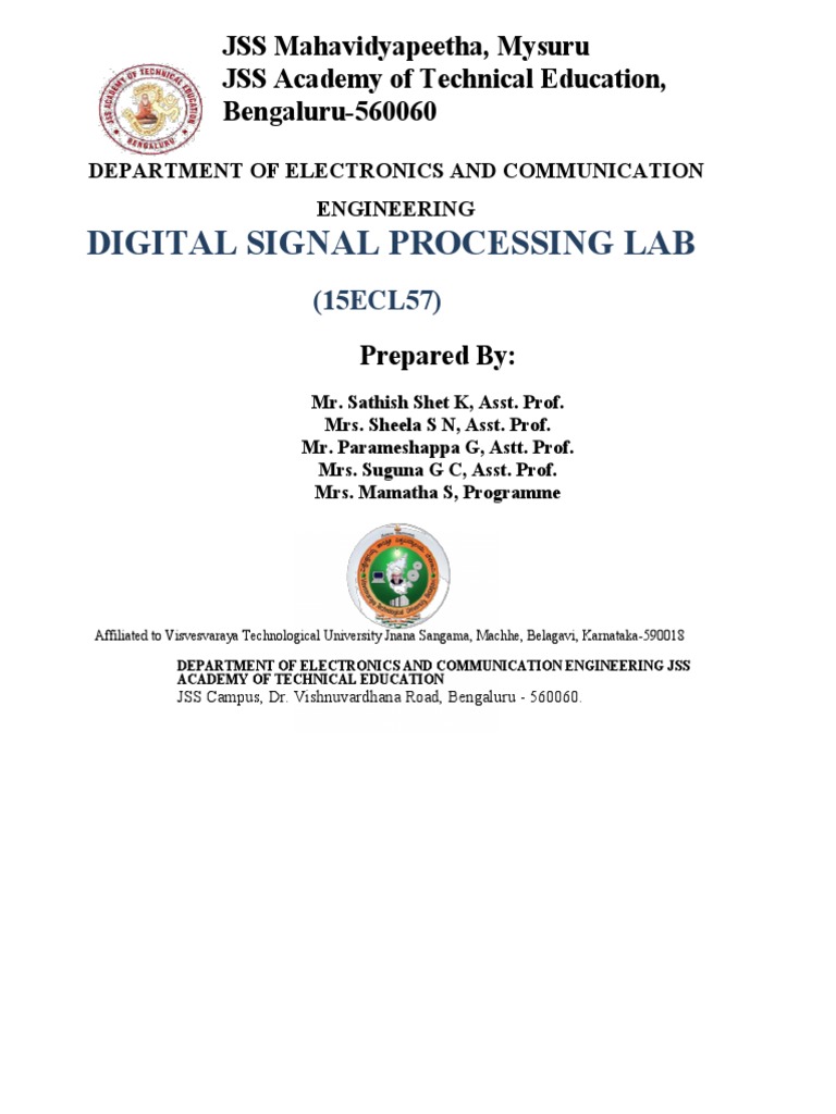 Digital Signal Processing Lab Manual: Experiments and Procedures for ...