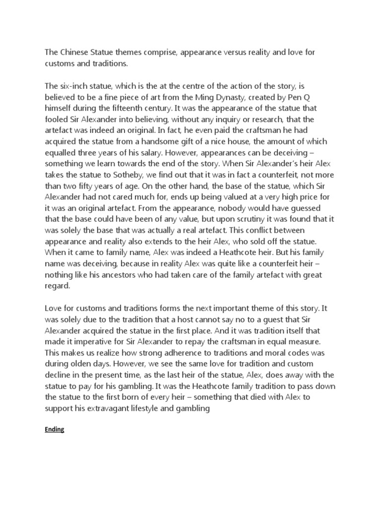 The Chinese Statue Themes Comprise PDF Narration