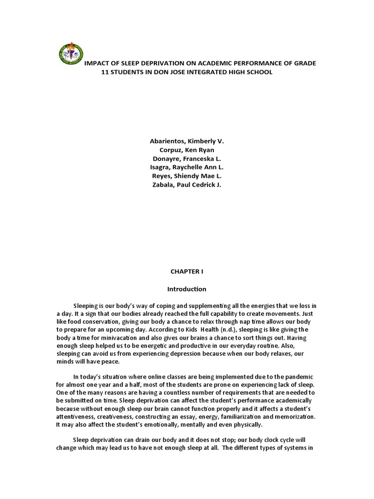 The Impact of Sleep Deprivation on the Academic Performance of Grade 11 ...