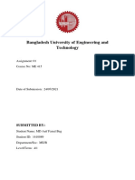 Bangladesh University of Engineering and Technology: Assignment: 01 Course No: ME 415