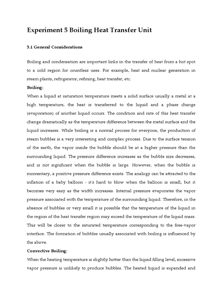 Experiment 5 Boiling Heat Transfer Unit 3.1 General Considerations