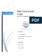 Mid Term Exam Script: MGT 729-1: Compensation Management