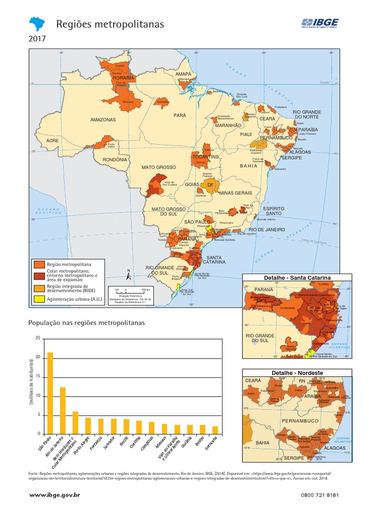 Mapa das Regiões Metropolitanas do Brasil | PDF | Brasil | Geografia